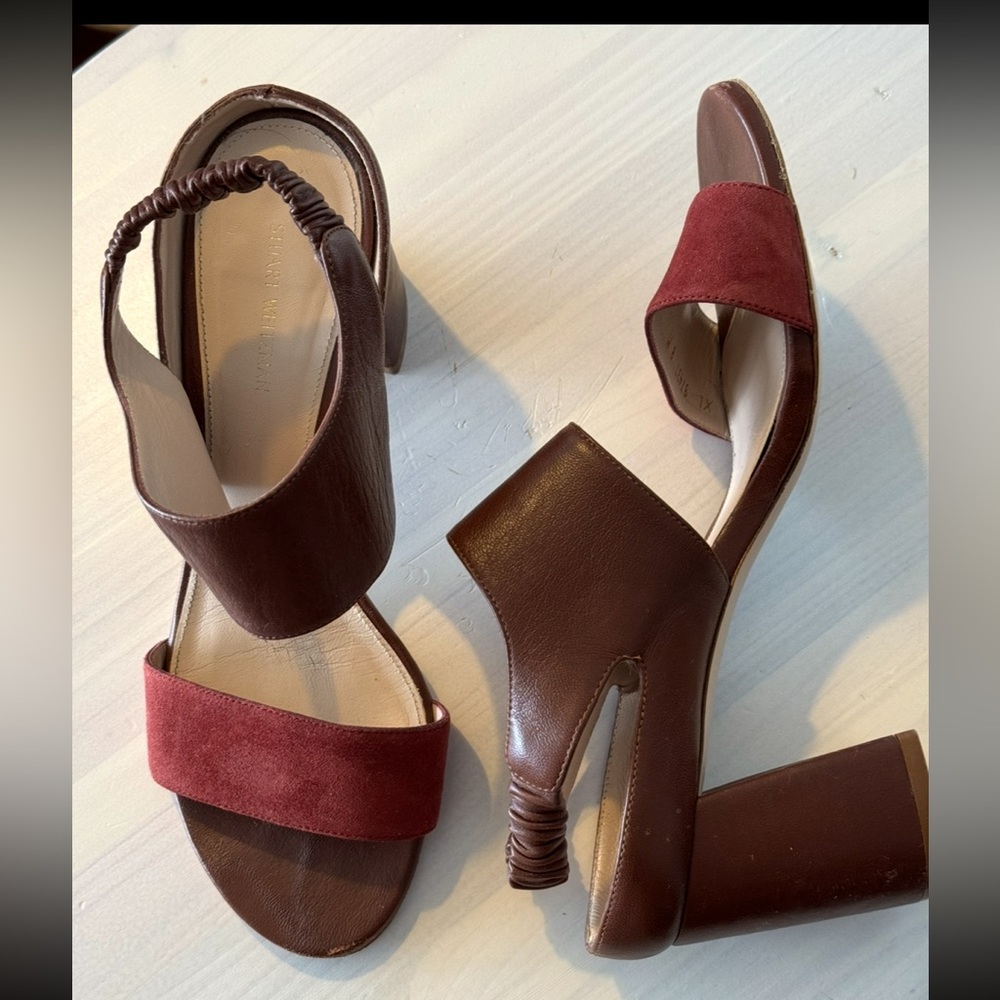 Stuart Weitzman Brown and Red Heels